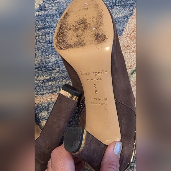 Kate Spade Aldaz Gold Bow Boot, Brown Suede - Picture 3 of 15